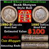 Image 1 : Mixed small cents 1c orig shotgun roll, 1920-d Wheat Cent, 1890 Indian Cent other end, McDnalds Wrap