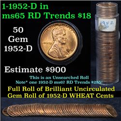 Uncirculated 1c roll, 1952-d  50 pcs Grades