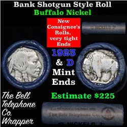 Buffalo Nickel Shotgun Roll in Old Bank Style 'Bell Telephone'  Wrapper 1923 & d Mint Ends Grades