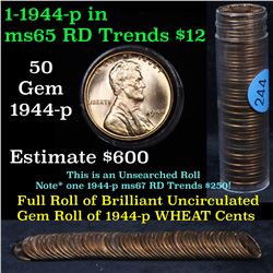 Uncirculated Lincoln 1c roll, 1944-p 50 pcs Grades