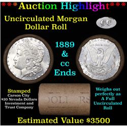 ***Auction Highlight*** 1889 & CC Ends Uncirculated Morgan Dollar Shotgun Roll (fc)