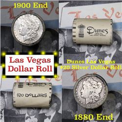 ***Auction Highlight*** Full Morgan/Peace Dunes Casino/Hotel silver $1 roll $20, 1880 & 1900 ends (f