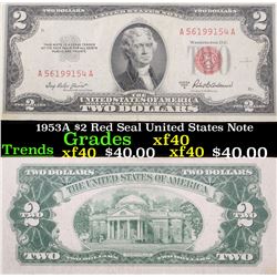 1953A $2 Red Seal United States Note Grades xf