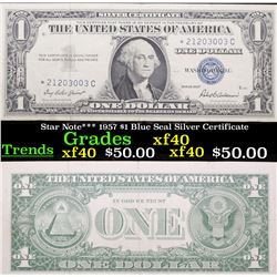 Star Note*** 1957 $1 Blue Seal Silver Certificate Grades xf