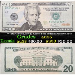 ***Star Note 2013 $20 Green Seal Federal Reserve Note Grades Choice AU