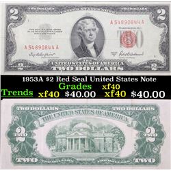 1953A $2 Red Seal United States Note Grades xf