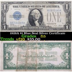 1928A $1 Blue Seal Silver Certificate Grades f+