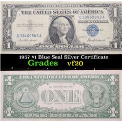 1957 $1 Blue Seal Silver Certificate Grades vf, very fine