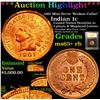 Image 1 : ***Auction Highlight*** 1901 Mint Error 'Broken Collar' Indian Cent 1c Graded Gem+ Unc RB BY USCG (f