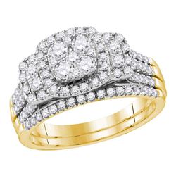 Round Diamond Bridal Wedding Ring Band Set 1 Cttw 14kt Yellow Gold - REF-101R5X