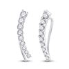 Image 1 : Womens Round Diamond Graduated Climber Earrings 1/2 Cttw 10kt White Gold - REF-30W9K