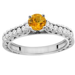 0.72 CTW Citrine & Diamond Ring 14K White Gold - REF-62Y3V