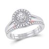 Image 1 : Round Diamond Bridal Wedding Ring Band Set 1/2 Cttw 10kt Two-tone Gold - REF-52N9F