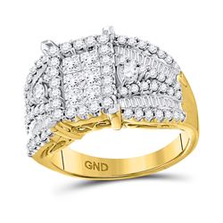 Womens Princess Diamond Rectangle Cluster Ring 2 Cttw 14kt Yellow Gold - REF-164F5W