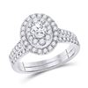 Image 1 : Round Diamond Bridal Wedding Ring Band Set 1 Cttw 14kt White Gold - REF-101R5X