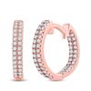 Image 1 : Womens Round Diamond Hoop Earrings 1/5 Cttw 10kt Rose Gold - REF-13R9X