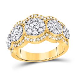 Womens Round Diamond 5-Stone Anniversary Band Ring 1-1/2 Cttw 14kt Yellow Gold - REF-125A9M