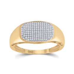 Mens Round Diamond Cluster Ring 1/4 Cttw 10kt Yellow Gold - REF-26X5A