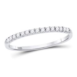 Womens Round Diamond Wedding Single Row Band 1/6 Cttw Size 6 14kt White Gold - REF-14X5A