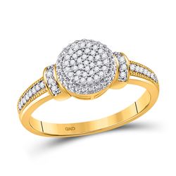 Womens Round Diamond Circle Cluster Ring 1/6 Cttw 10kt Yellow Gold - REF-16W9K