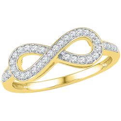 Womens Round Diamond Infinity Ring 1/5 Cttw 10kt Yellow Gold - REF-14M9H