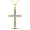 Image 1 : Womens Round Diamond Cross Religious Pendant 1/12 Cttw 10kt Yellow Gold - REF-8H5R