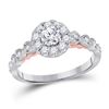 Image 1 : Round Diamond Solitaire Bridal Wedding Engagement Ring 3/4 Cttw 14kt Two-tone Gold - REF-81N9F