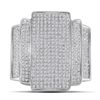 Image 1 : Mens Round Diamond Rectangle Cluster Ring 1 Cttw 10kt White Gold - REF-45K5Y