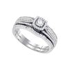 Image 1 : Round Diamond Bridal Wedding Ring Band Set 3/8 Cttw 10k White Gold - REF-46M5H