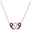Image 1 : Womens Round Red Color Enhanced Diamond Heart Necklace 1/10 Cttw 10kt Rose Gold - REF-13X9A