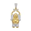 Image 1 : Mens Round Diamond Fat Buddha Charm Pendant 1-5/8 Cttw 10kt Yellow Gold - REF-104X9A