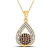 Image 1 : Womens Round Brown Diamond Teardrop Cluster Pendant 1/3 Cttw 10kt Yellow Gold - REF-14K9Y