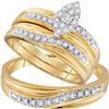 Image 1 : His Hers Round Diamond Cluster Matching Wedding Set 1/3 Cttw 10kt Yellow Gold - REF-42N9F