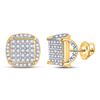 Image 1 : Mens Round Diamond Square Stud Earrings 1/3 Cttw 10kt Yellow Gold - REF-17A5M
