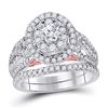 Image 1 : Round Diamond Bridal Wedding Ring Band Set 1-1/2 Cttw 14kt Two-tone Gold - REF-175F5W