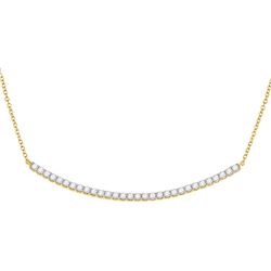 Womens Round Diamond Curved Bar Necklace 1 Cttw 14kt Yellow Gold - REF-65R5X