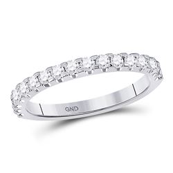 Womens Round Diamond Wedding Machine-Set Band 1/2 Cttw 14kt White Gold - REF-38W9K