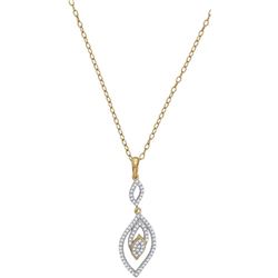 Womens Round Diamond Fashion Pendant 1/4 Cttw 10kt Yellow Gold - REF-14H9R