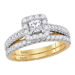 Diamond Princess EGL Bridal Wedding Ring Band Set 1 Cttw 14kt Yellow Gold - REF-101H5R