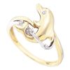 Image 1 : Womens Round Diamond Dolphin Animal Ring .03 Cttw 10kt Yellow Gold - REF-12H5R