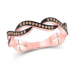 Womens Round Brown Diamond Twist Band Ring 1/5 Cttw 10kt Rose Gold - REF-25M9H