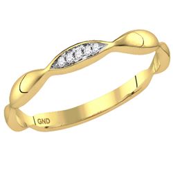 Womens Round Diamond Contoured Stackable Band Ring .02 Cttw 14kt Yellow Gold - REF-11F9W