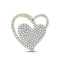 Womens Round Diamond Heart Pendant 3/8 Cttw 10kt Yellow Gold - REF-19A5M