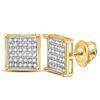 Image 1 : Womens Round Diamond Square Cluster Earrings 1/4 Cttw 10kt Yellow Gold - REF-10R5X