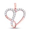 Image 1 : Womens Round Diamond Infinity Heart Pendant 1/3 Cttw 10kt Rose Gold - REF-21Y5N
