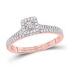 Image 1 : Round Diamond Halo Bridal Wedding Ring Band Set 1/4 Cttw 10kt Rose Gold - REF-23W9K
