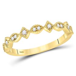 Womens Round Diamond Geometric Stackable Band Ring 1/10 Cttw 14kt Yellow Gold - REF-17A5M