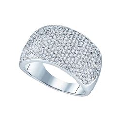 Womens Round Diamond Pave Band Ring 1 Cttw 10kt White Gold - REF-60Y9N