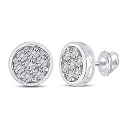 Womens Round Diamond Circle Cluster Earrings 1/20 Cttw 10kt White Gold - REF-10R5X