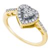 Image 1 : Womens Round Diamond Heart Cluster Ring 1/3 Cttw 14kt Yellow Gold - REF-28A9M